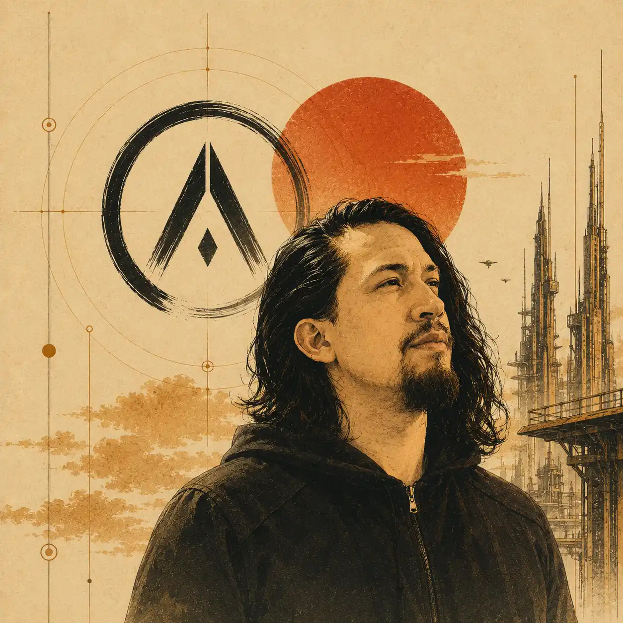 Retrato ilustrado de Walter Contreras.